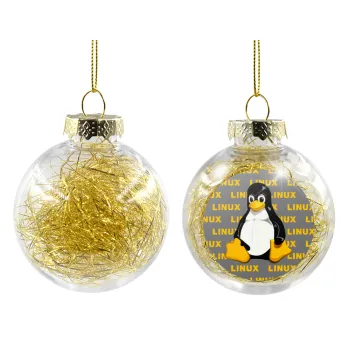 Linux, Transparent Christmas tree ball ornament with gold filling 8cm