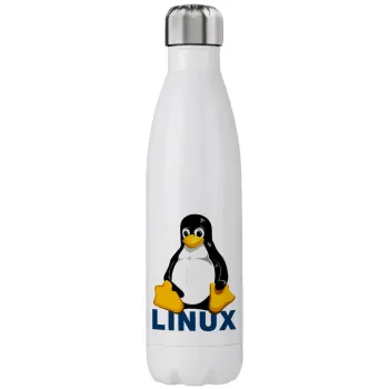 Linux, Μεταλλικό παγούρι θερμός (Stainless steel), διπλού τοιχώματος, 750ml