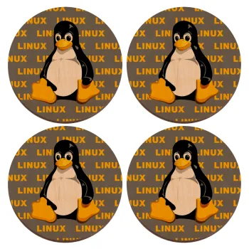 Linux, ΣΕΤ x4 Σουβέρ ξύλινα στρογγυλά plywood (9cm)