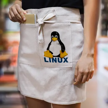 Linux, Ποδιά Μέσης με διπλή τσέπη Barista/Bartender, Beige