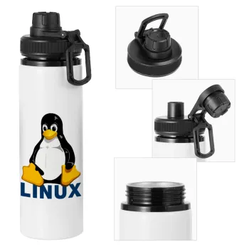 Linux, Metal water bottle with safety cap, aluminum 850ml