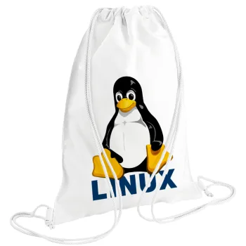 Linux, Τσάντα πλάτης πουγκί GYMBAG λευκή (28x40cm)