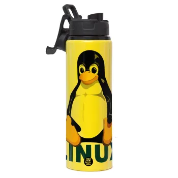 Linux, Μεταλλικό παγούρι νερού με καπάκι ασφαλείας, αλουμινίου 850ml