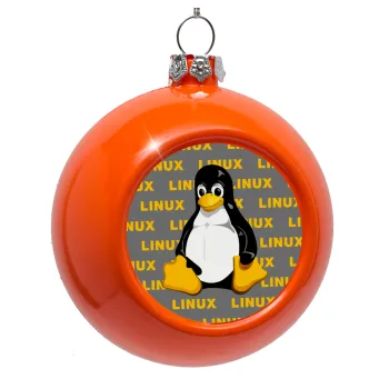 Linux, Orange Christmas tree ornament bauble 8cm