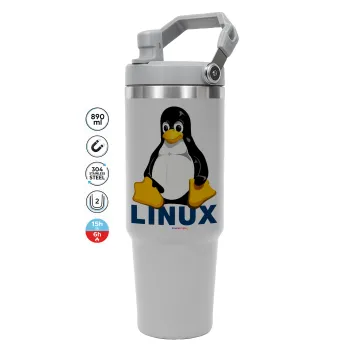Linux, GREY color, 890ml (30oz) stainless Steel Tumbler with Handle