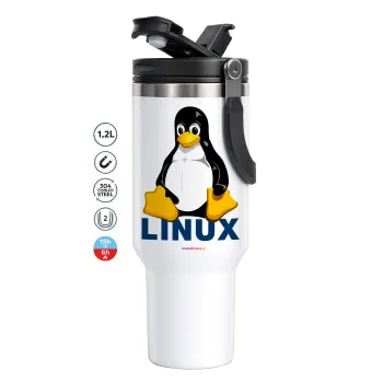 Linux, Mega Stainless steel Tumbler with lid, double wall 1,2L