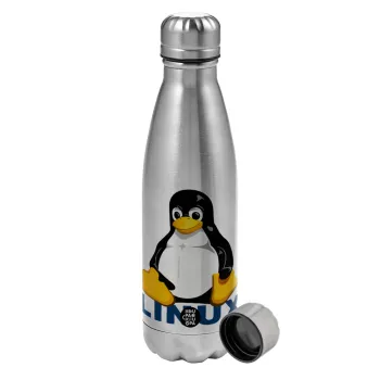 Linux, Metallic water bottle, stainless steel, 750ml
