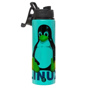 Linux, Μεταλλικό παγούρι νερού με καπάκι ασφαλείας, αλουμινίου 850ml