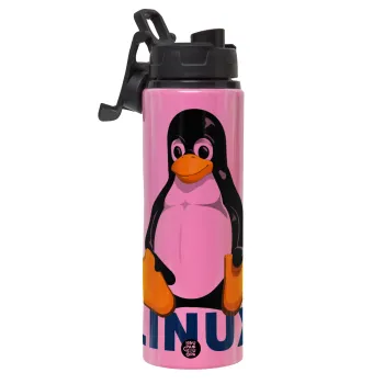 Linux, Μεταλλικό παγούρι νερού με καπάκι ασφαλείας, αλουμινίου 850ml