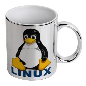 Linux, Mug ceramic, silver mirror, 330ml
