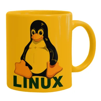 Linux, Κούπα, κεραμική κίτρινη, 330ml