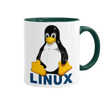 Linux, Κούπα χρωματιστή πράσινη, κεραμική, 330ml