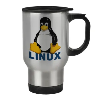 Linux, Stainless steel travel mug with lid, double wall 450ml