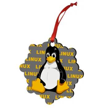 Linux, Christmas ornament snowflake wooden 7.5cm