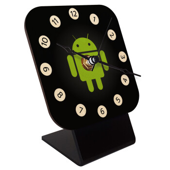 Android, Quartz Table clock in natural wood (10cm)