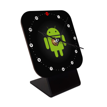 Android, Επιτραπέζιο ρολόι ξύλινο με δείκτες (10cm)