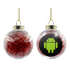 Transparent Christmas tree ball ornament with red filling 8cm