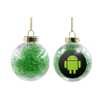 Android, Χριστουγεννιάτικη μπάλα δένδρου διάφανη με πράσινο γέμισμα 8cm