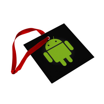 Android, Χριστουγεννιάτικο στολίδι γυάλινο τετράγωνο 9x9cm