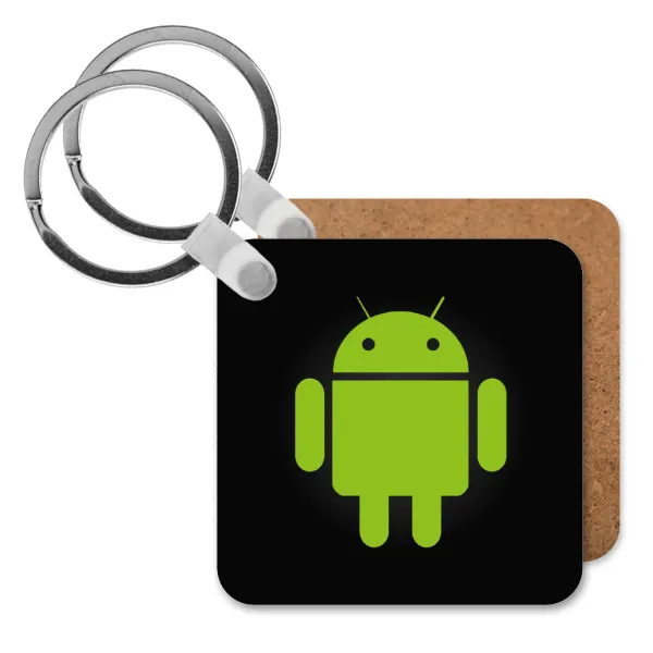 Android — Square wooden MDF keychain