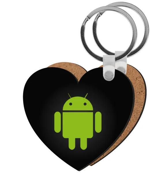 Android — Heart wooden MDF keychain