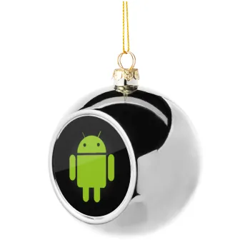 Android, Silver 8cm Christmas tree ball ornament