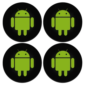 Android, ΣΕΤ 4 Σουβέρ ξύλινα στρογγυλά (9cm)