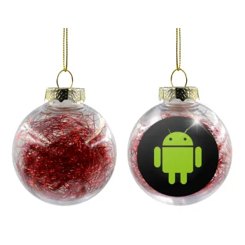 Android, Transparent Christmas tree ball ornament with red filling 8cm