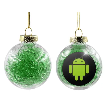 Android, Transparent Christmas tree ball ornament with green filling 8cm