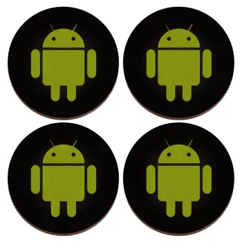 Android, ΣΕΤ x4 Σουβέρ ξύλινα στρογγυλά plywood (9cm)