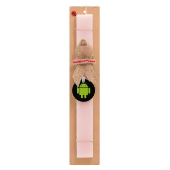 Android, Easter Set, wooden keychain & scented flat Easter candle (30cm) (PINK)