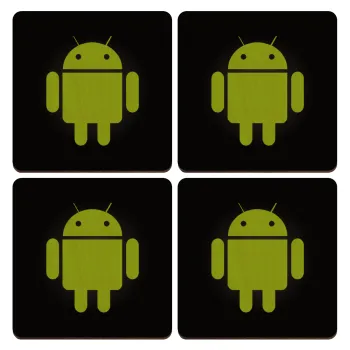 Android, ΣΕΤ x4 Σουβέρ ξύλινα τετράγωνα plywood (9cm)