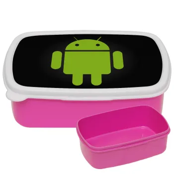 Android, ΡΟΖ παιδικό δοχείο φαγητού (lunchbox) πλαστικό (BPA-FREE) Lunch Βox M18 x Π13 x Υ6cm