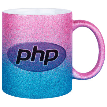 PHP, Κούπα Χρυσή/Μπλε Glitter, κεραμική, 330ml
