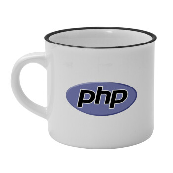 PHP, Κούπα κεραμική vintage Λευκή/Μαύρη 230ml