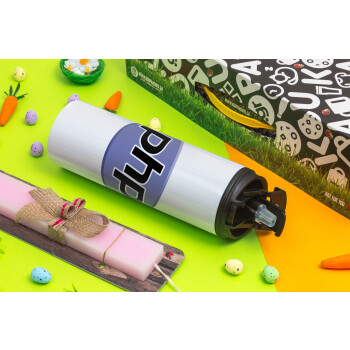 PHP, Easter candle,Travel Tumbler 2 Lids, with metal straw & cleaning brush & aromatic flat candle (30cm) (PINK)