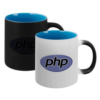 PHP, Κούπα Μαγική εσωτερικό μπλε, κεραμική 330ml που αλλάζει χρώμα με το ζεστό ρόφημα (1 τεμάχιο)