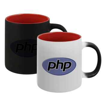 PHP, Κούπα Μαγική εσωτερικό κόκκινο, κεραμική, 330ml που αλλάζει χρώμα με το ζεστό ρόφημα (1 τεμάχιο)