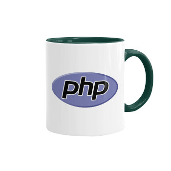 PHP, Κούπα χρωματιστή πράσινη, κεραμική, 330ml