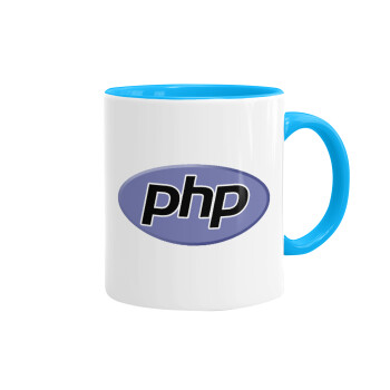 PHP, Mug colored light blue, ceramic, 330ml