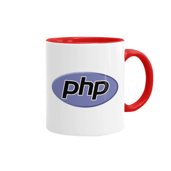 PHP, Κούπα χρωματιστή κόκκινη, κεραμική, 330ml
