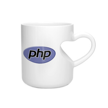 PHP, Κούπα καρδιά λευκή, κεραμική, 330ml