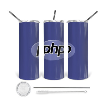 PHP, 360 Eco friendly ποτήρι θερμό (tumbler) από ανοξείδωτο ατσάλι 600ml, με μεταλλικό καλαμάκι & βούρτσα καθαρισμού