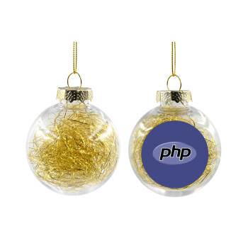 PHP, Χριστουγεννιάτικη μπάλα δένδρου διάφανη με χρυσό γέμισμα 8cm