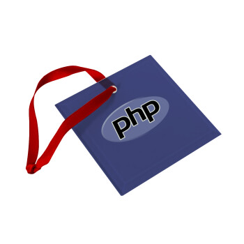PHP, Χριστουγεννιάτικο στολίδι γυάλινο τετράγωνο 9x9cm