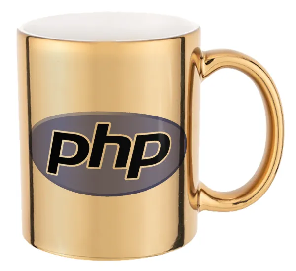 PHP — Mug ceramic, gold mirror, 330ml