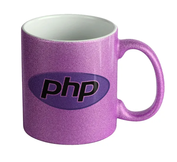 PHP — Κούπα Μωβ Glitter που γυαλίζει, κεραμική, 330ml