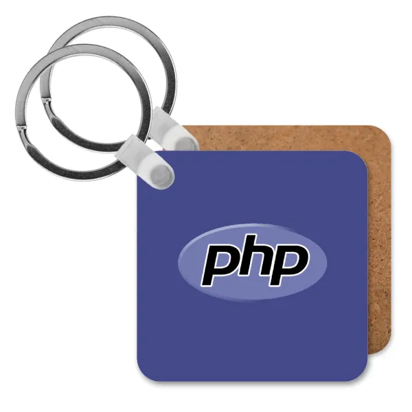PHP — Square wooden MDF keychain
