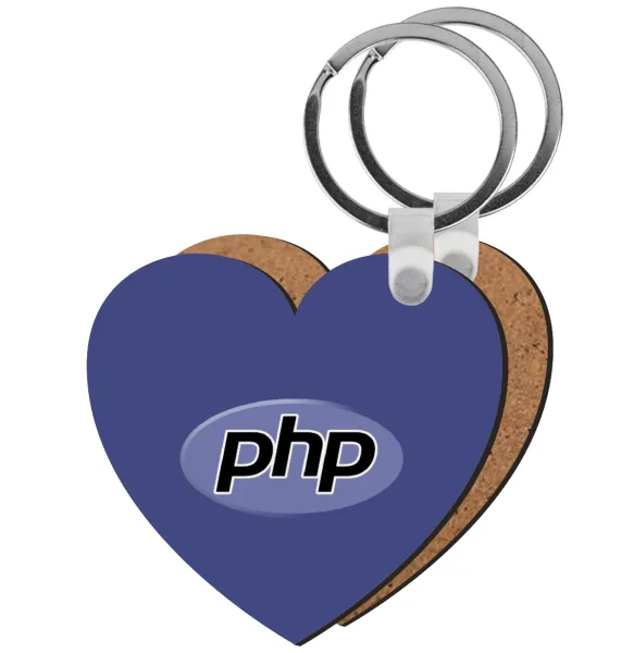 PHP — Heart wooden MDF keychain