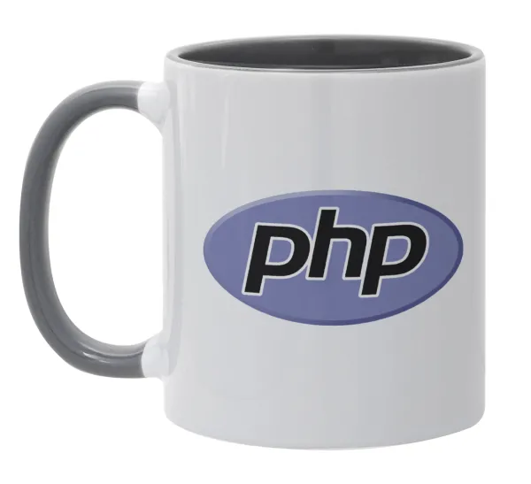 PHP — Κούπα χρωματιστή γκρι, κεραμική, 330ml